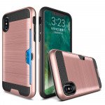 Wholesale iPhone X (Ten) Credit Card Armor Hybrid Case (Silver)